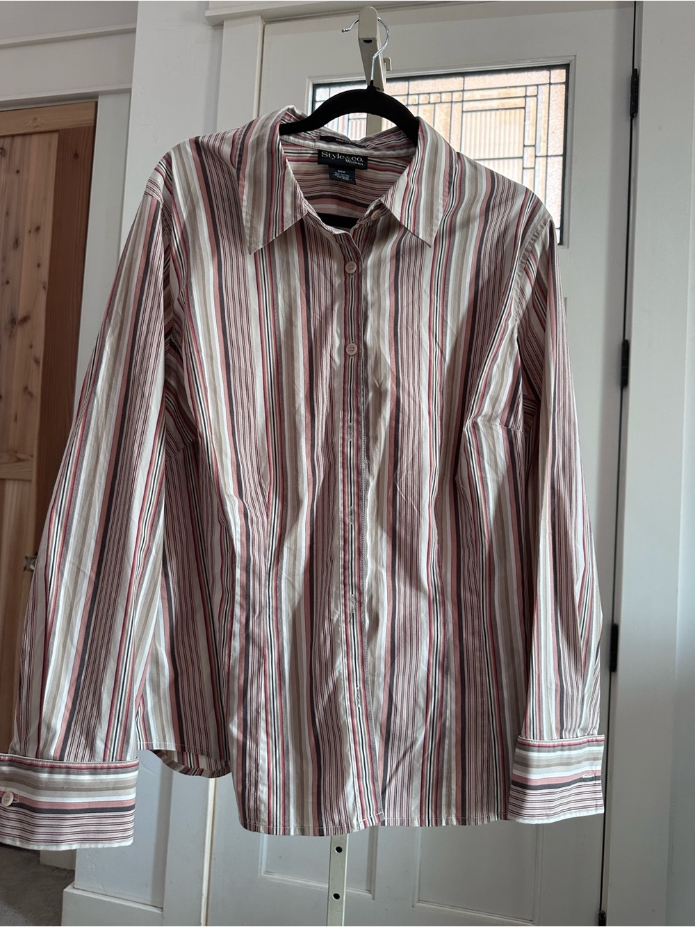 Style & Co Striped Button-Up Shirt - Stretch